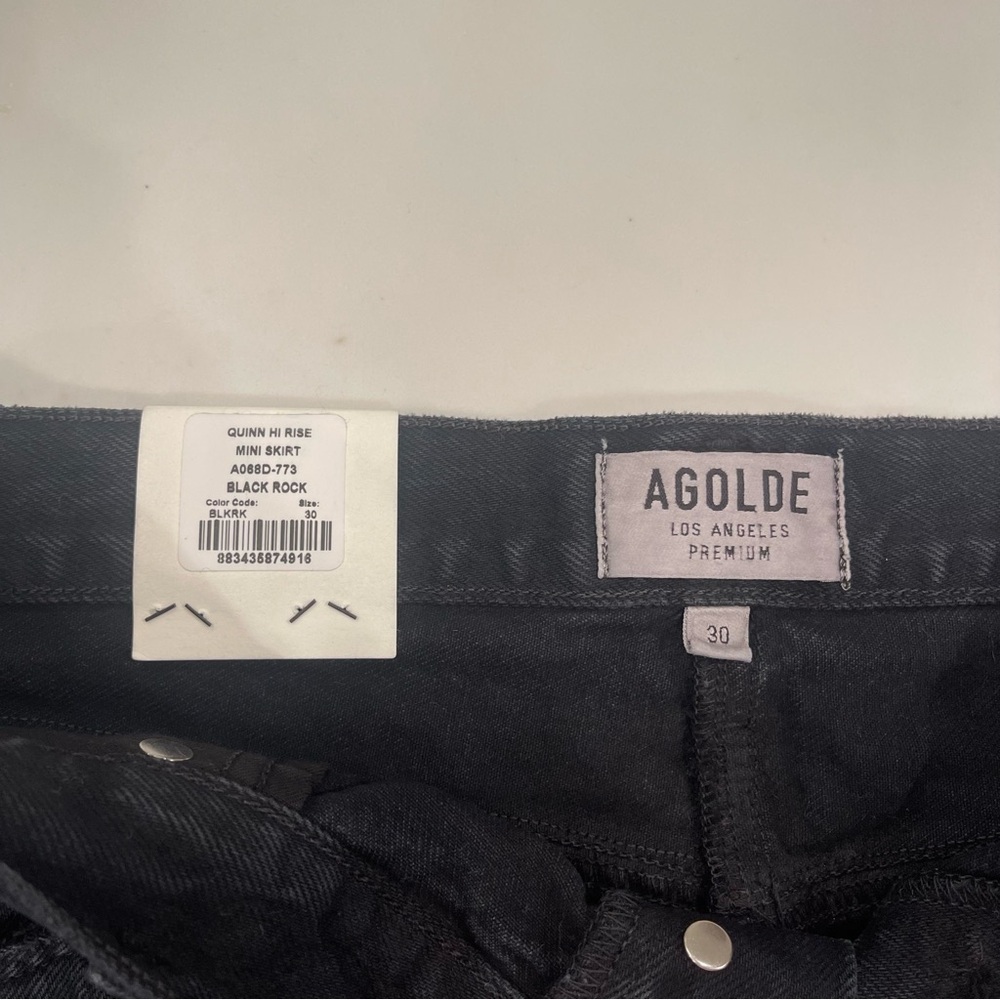NWT Agolde Quinn Hi Rise black distressed mini skirt - Picture 13 of 14